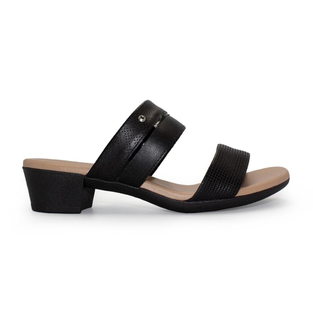 Tamanco Usaflex Feminino Salto Bloco Casual MM0804 Preto/Bege 1