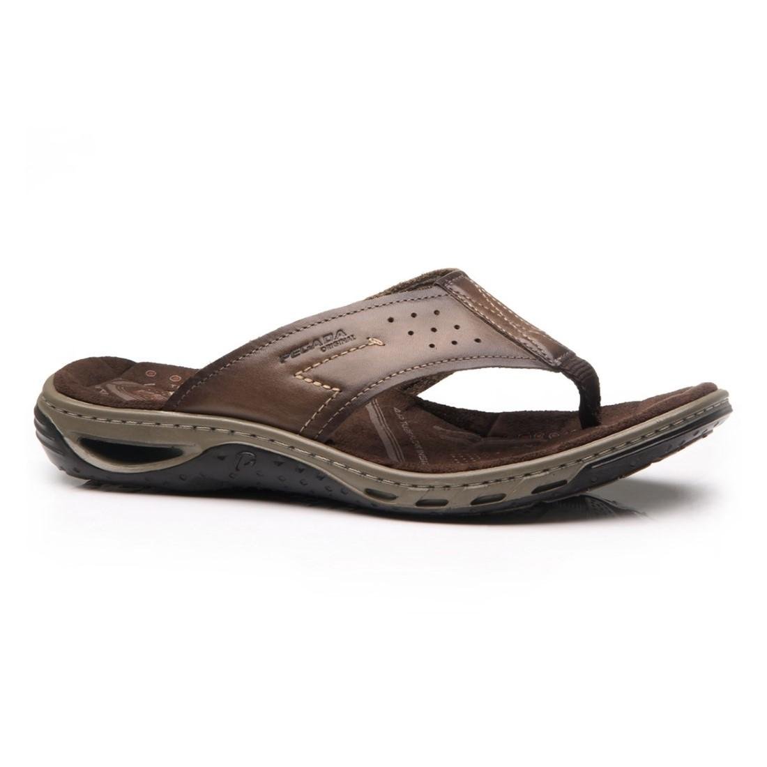 Chinelo Pegada Masculino Couro 131663 Marrom 1