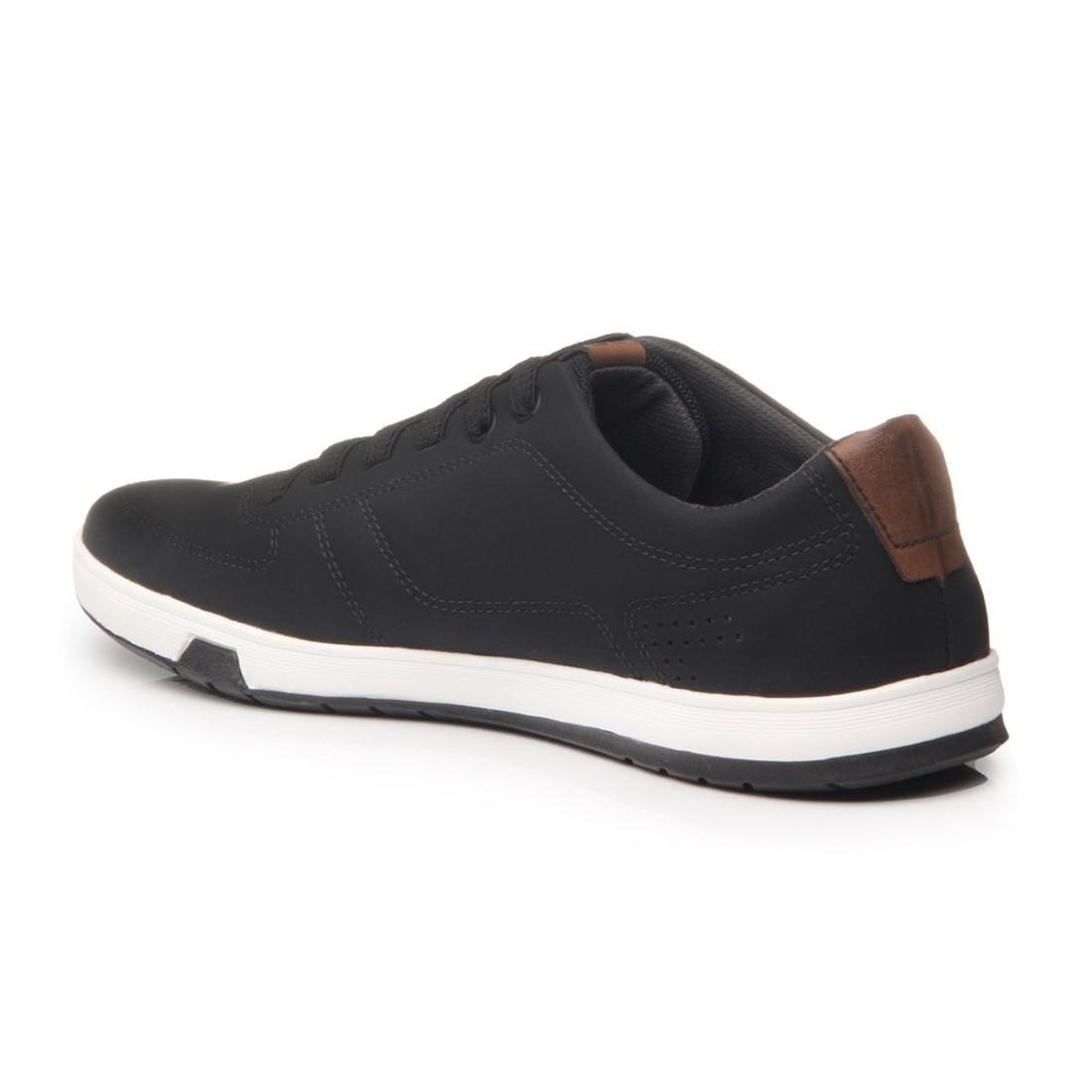 Sapatênis Pegada Masculino Microfibra E Elástico 170418 Preto/Branco 4