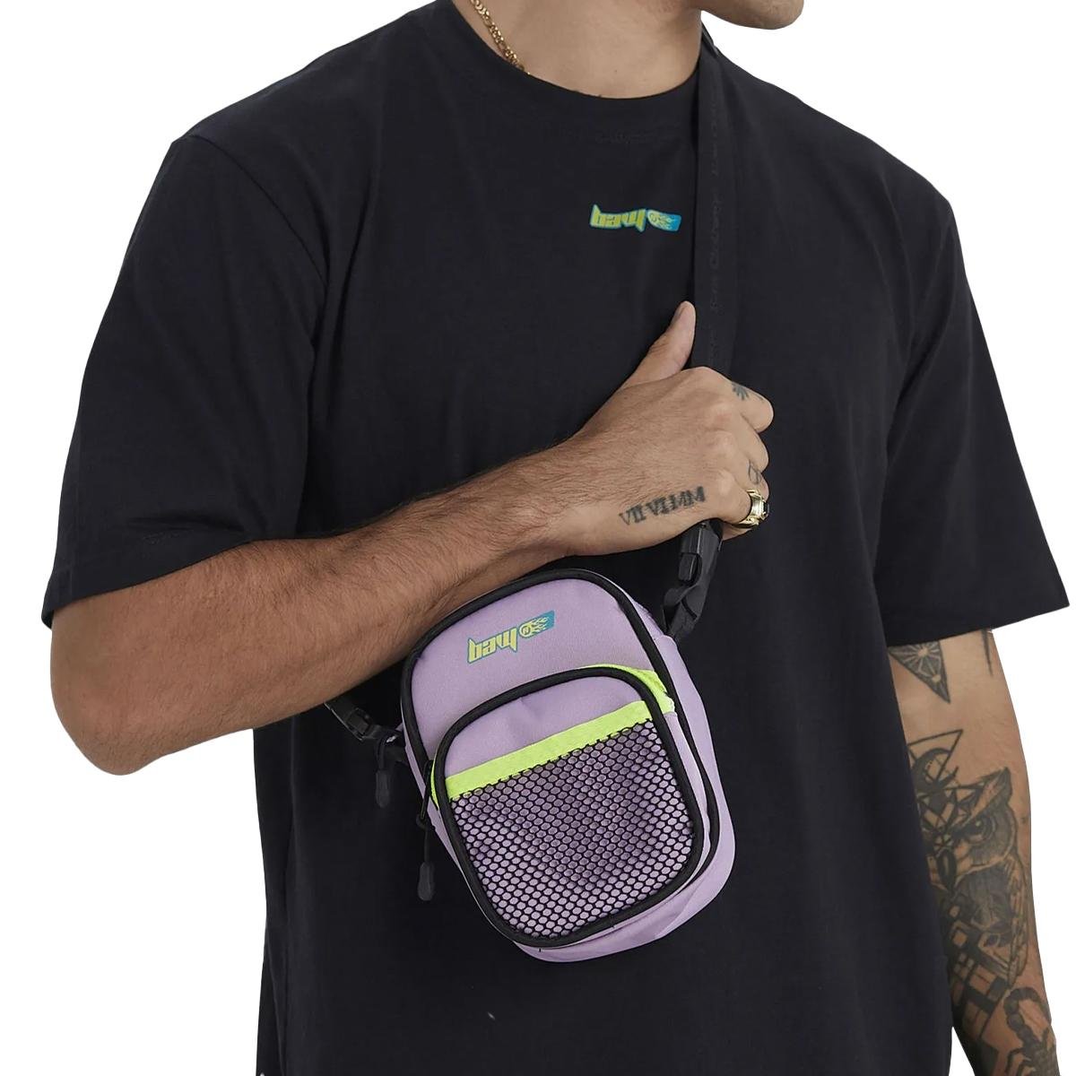 Bolsa Baw Smashed Shoulder Bag Blaze Lilás/Preto 1