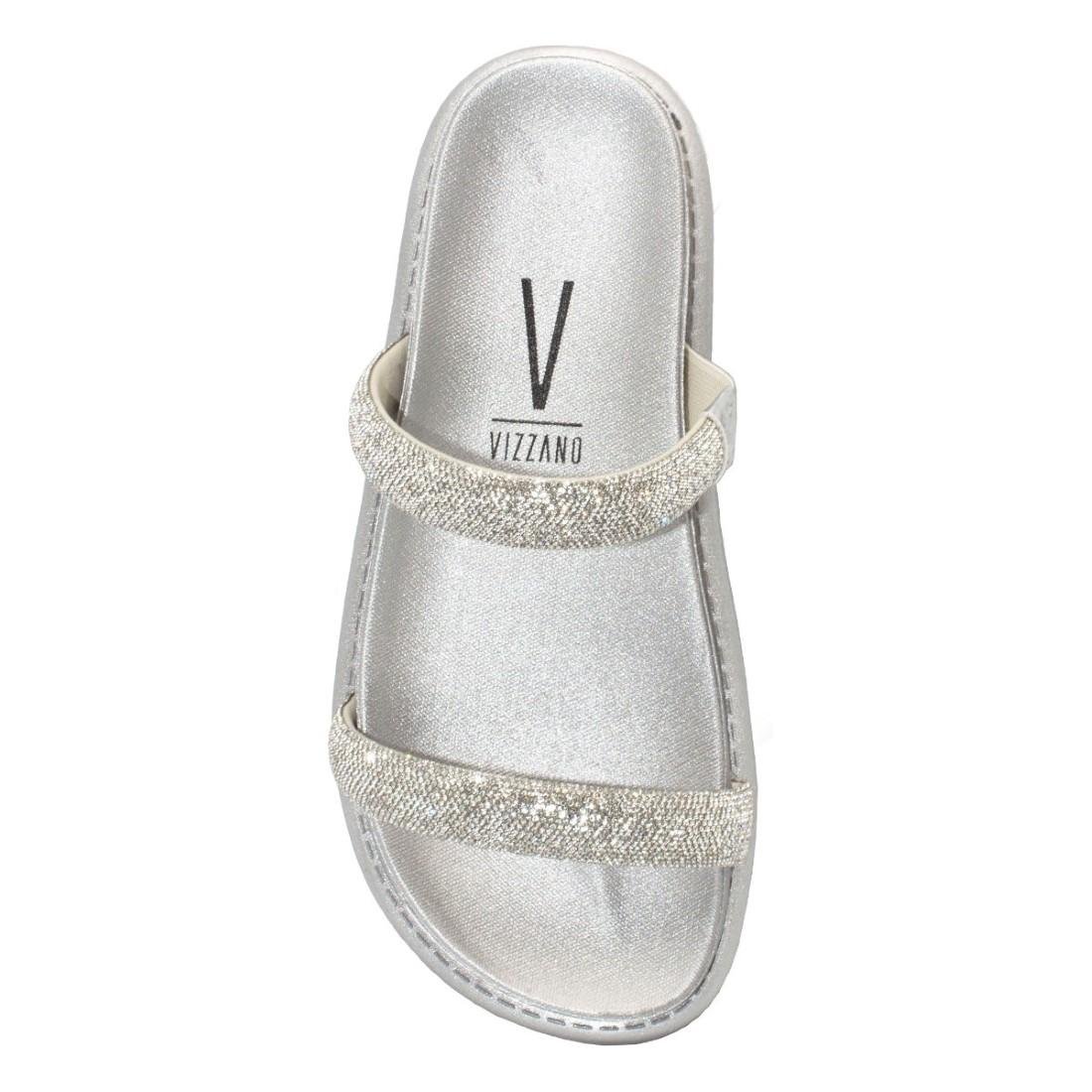 Chinelo Flat Vizzano Feminino Tira Strass Casual 6459.310 Prata 3