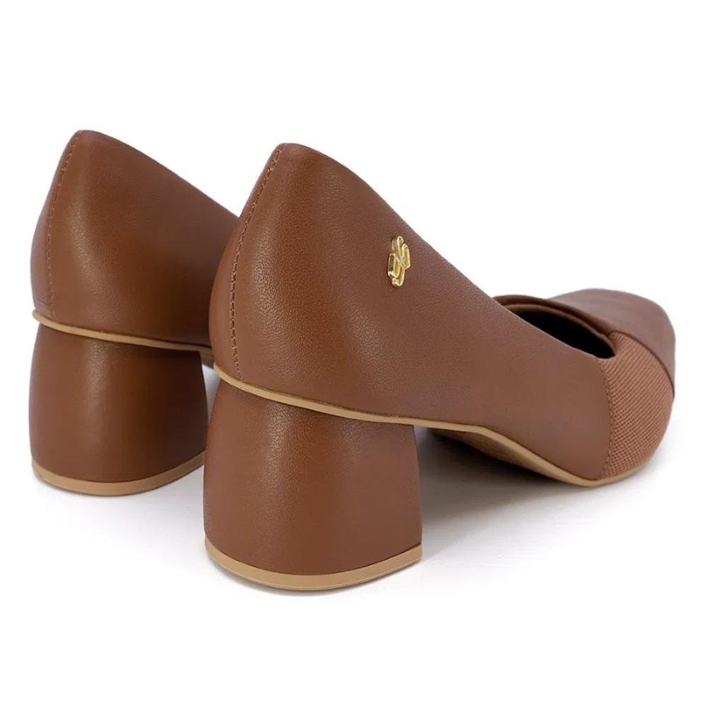 Scarpin Usaflex Feminino Salto Bloco Casual AC2526 Marrom 4