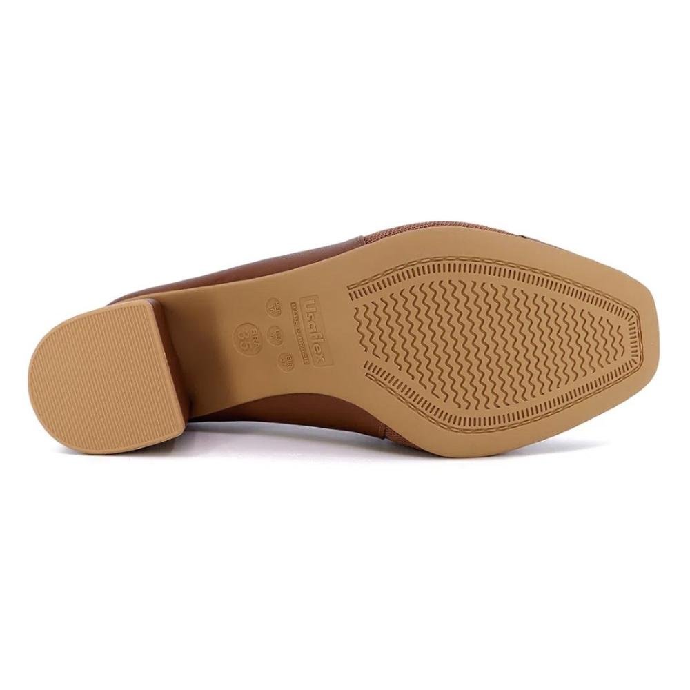 Scarpin Usaflex Feminino Salto Bloco Casual AC2526 Marrom 5