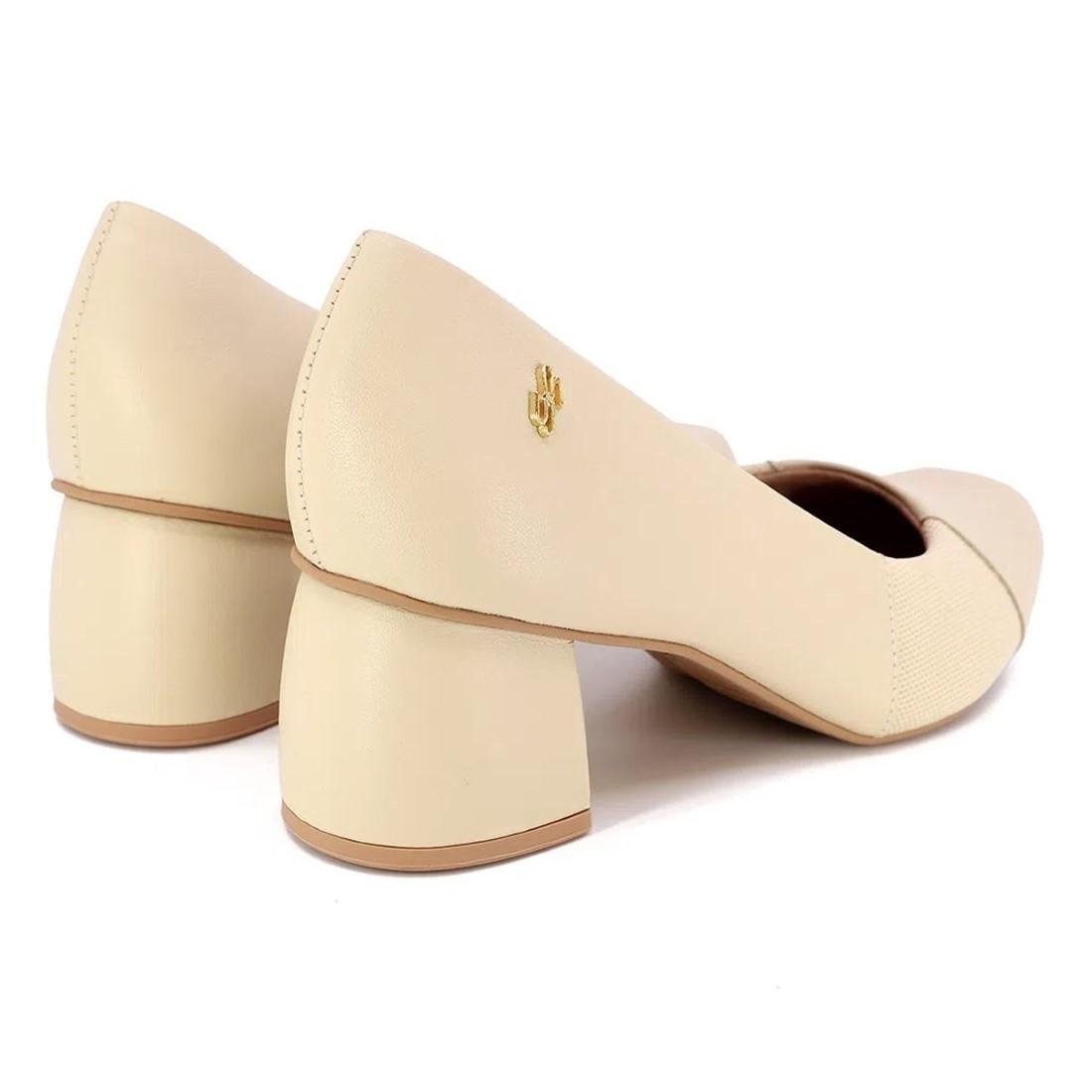 Scarpin Usaflex Feminino Salto Bloco Casual AC2526 Bege 4