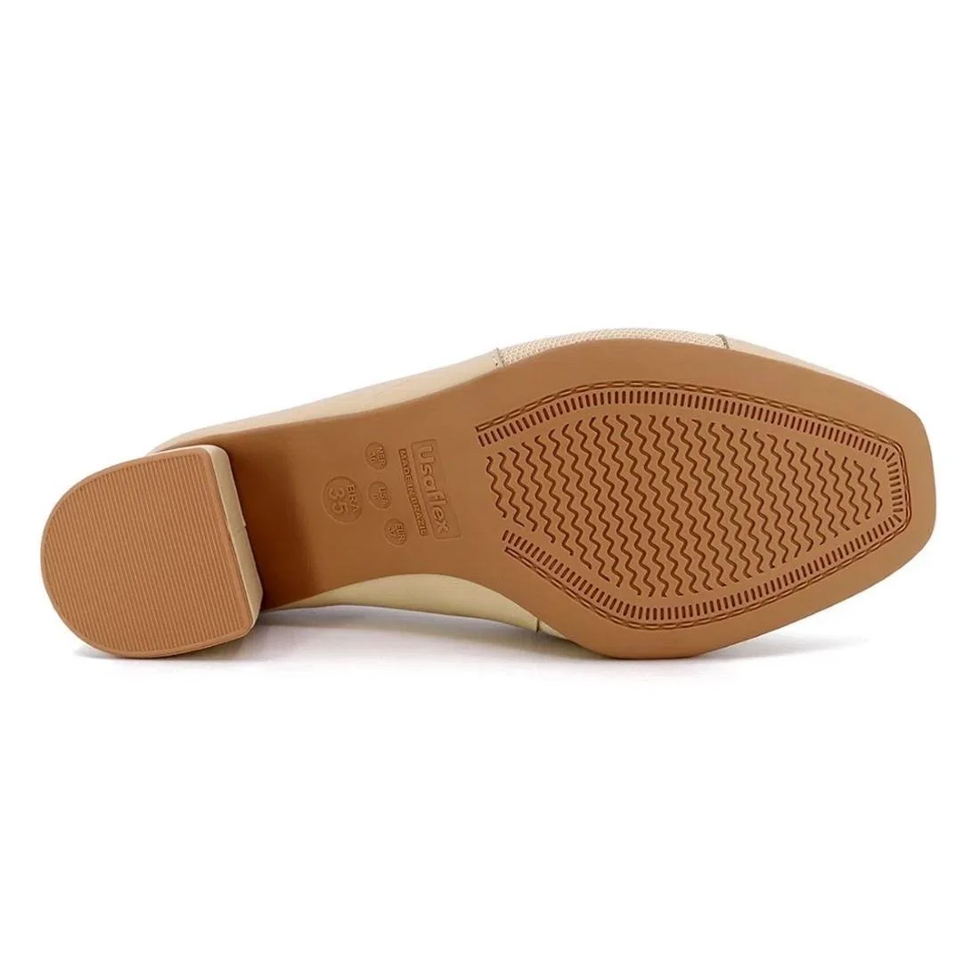 Scarpin Usaflex Feminino Salto Bloco Casual AC2526 Bege 5