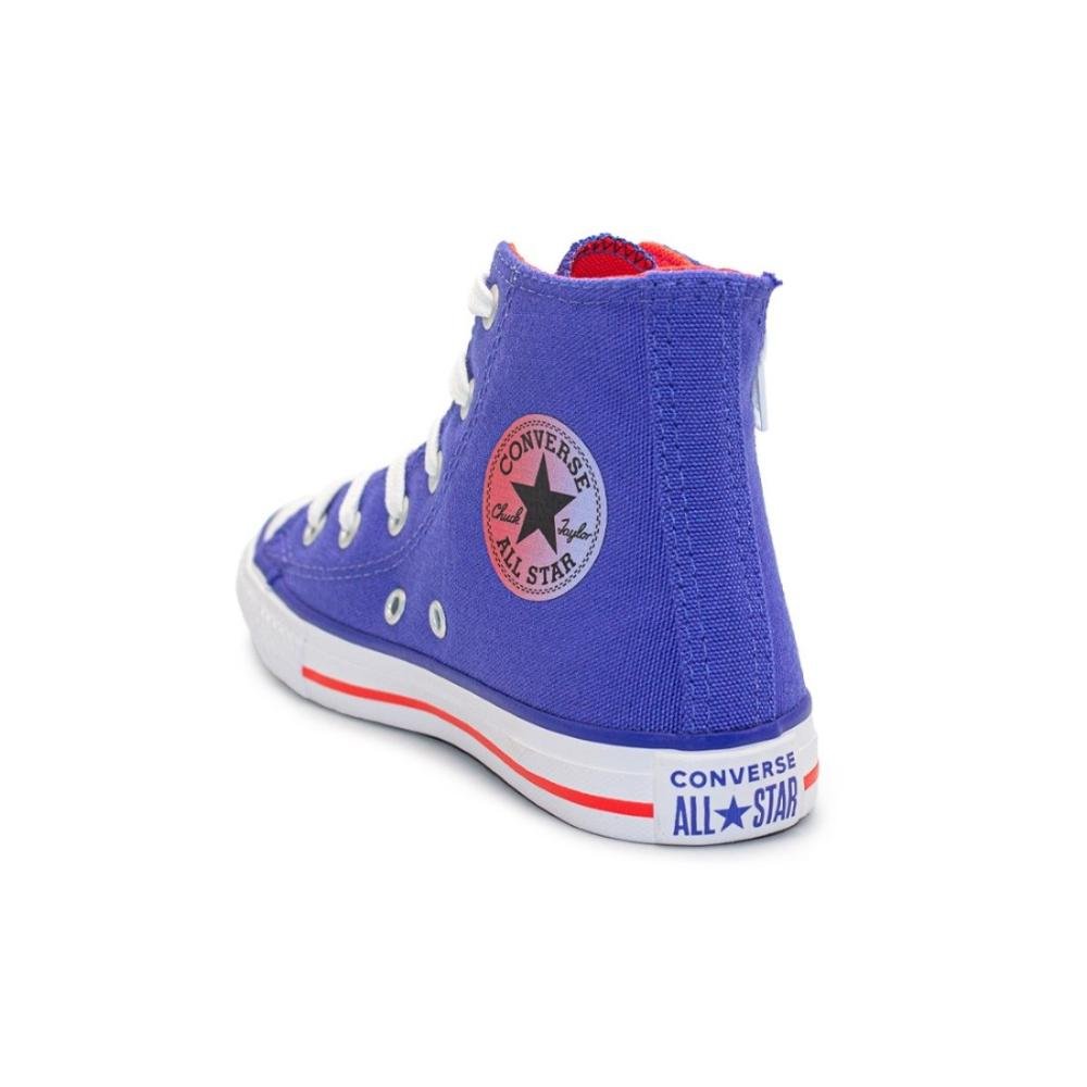 Tênis Converse Unissex Juvenil Cano Alto Chuck Taylor All Star CK1007 Azul/Laranja 4