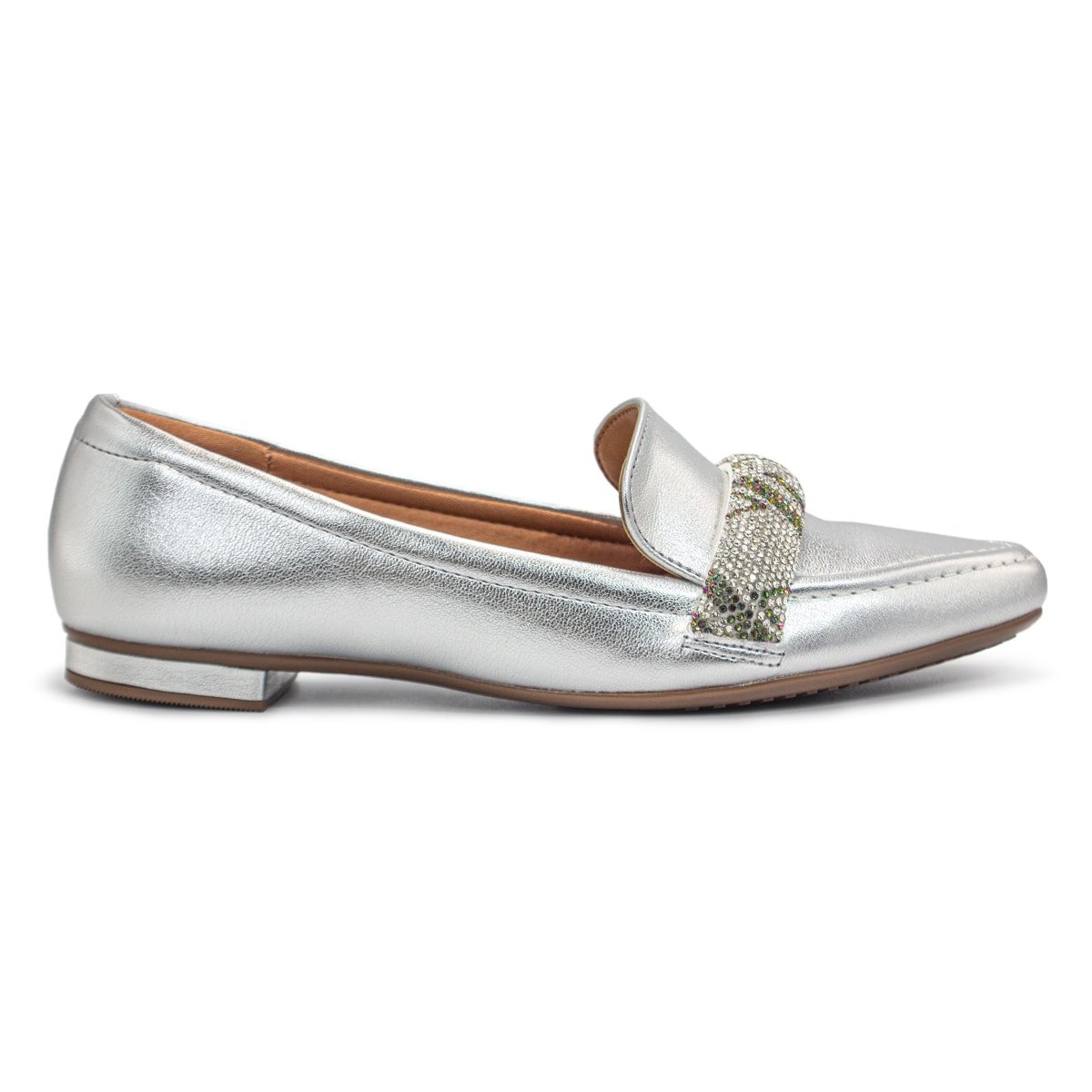 Mocassim Vizzano Metalizado Premium Tira Strass Prata