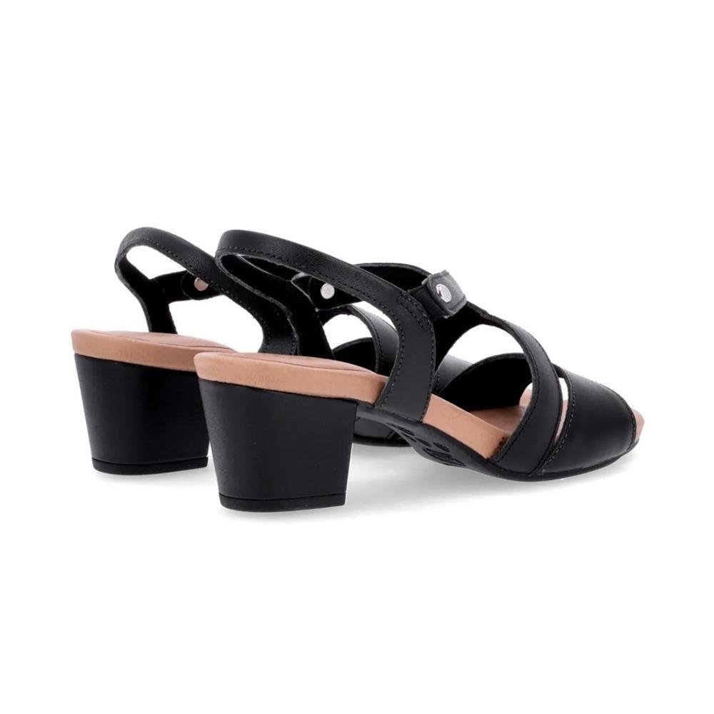 Sandália Usaflex Feminina em Couro Salto Bloco Y8217 Preto 4