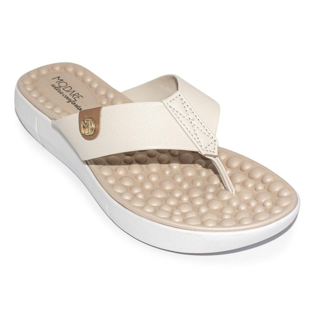 Tamanco Modare Feminino Napa Floather/Napa Sense Flex Conforto 7142.106 Off White/Bege 2