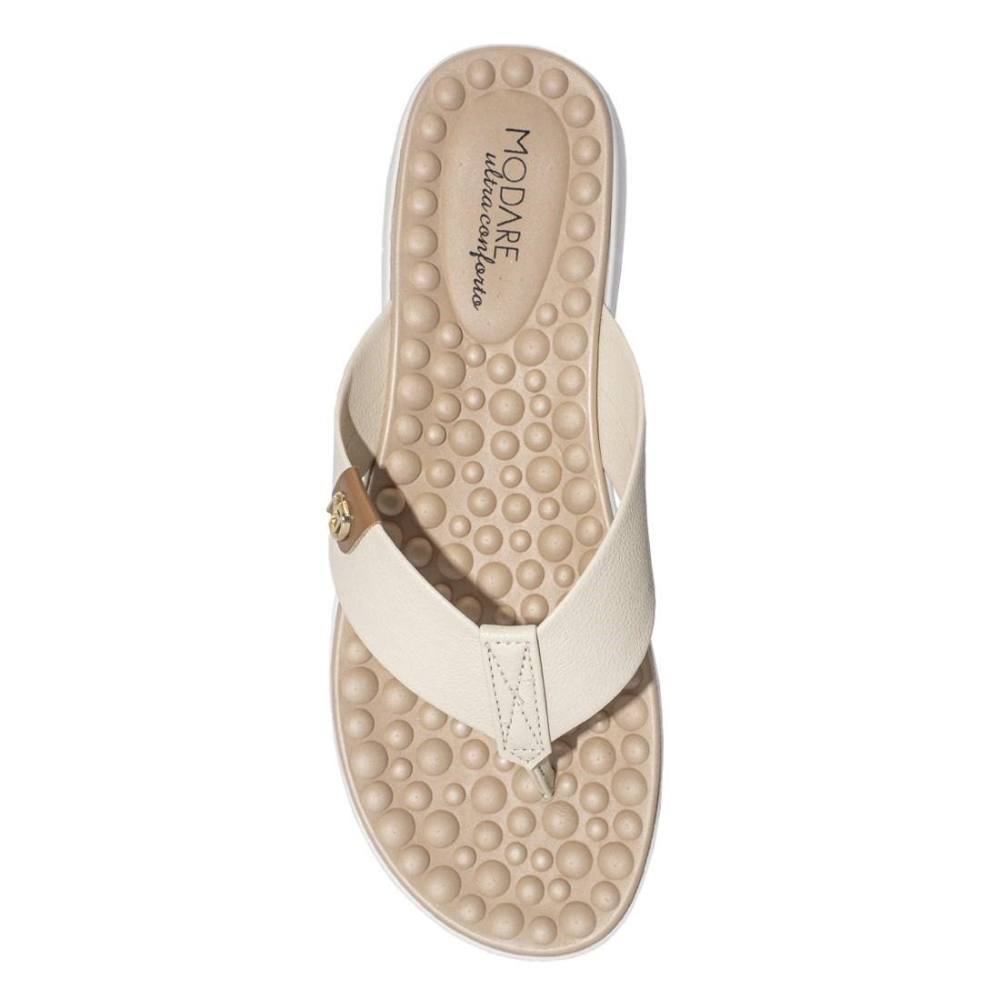 Tamanco Modare Feminino Napa Floather/Napa Sense Flex Conforto 7142.106 Off White/Bege 3