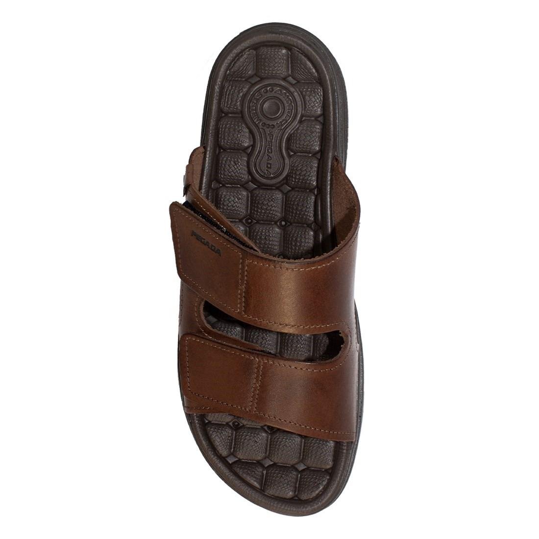 Chinelo Pegada Masculino Couro Tiras Duplas 131283 Marrom 3