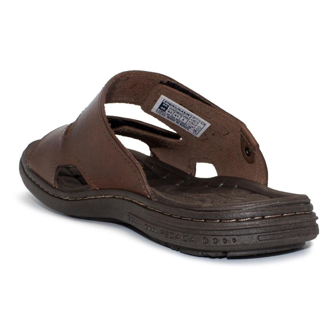 Chinelo Pegada Masculino Couro Tiras Duplas 131283 Marrom 4
