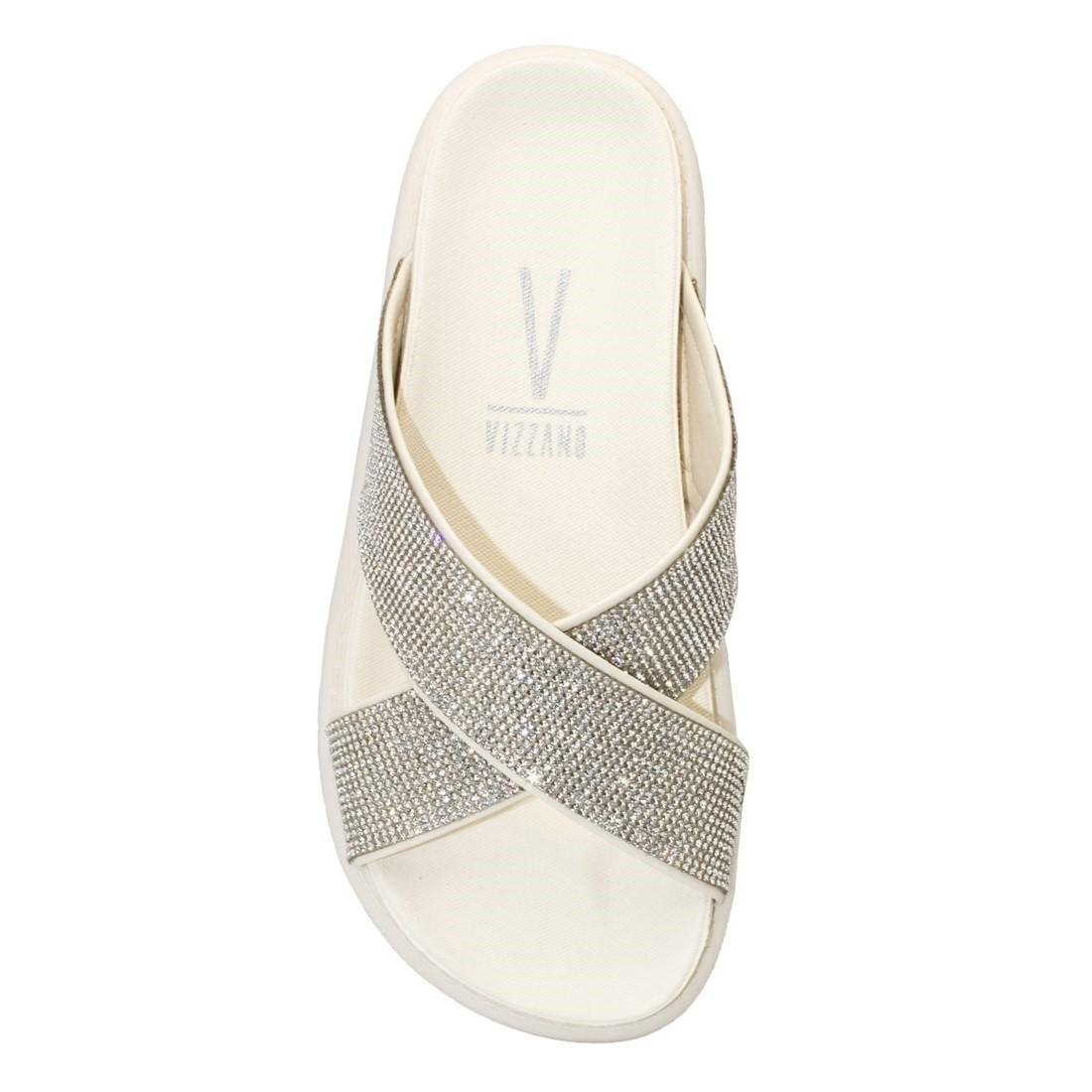 Chinelo Vizzano Papete Tiras Cruzadas Strass Casual 6459.122 Branco 3