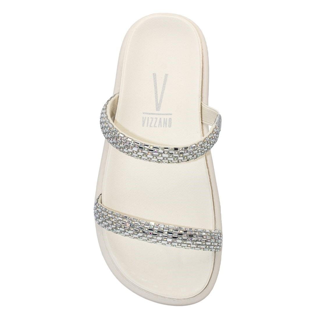 Chinelo Flat Vizzano Feminino Tira Pronta Strass Casual 6459.128 Branco 3