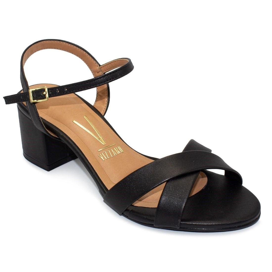Sandália Vizzano Feminina Pelica Tira Cruzada Salto Bloco Casual 6291.927 Preto 2