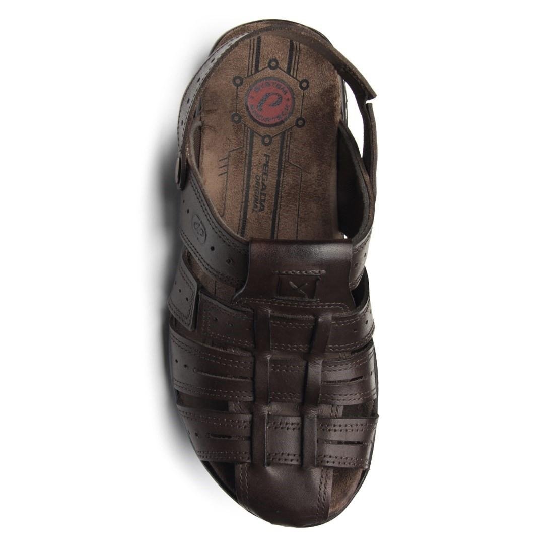 Sandália Pegada Couro Tiras Duplas 2 Em 1 130687 Marrom Escuro 3