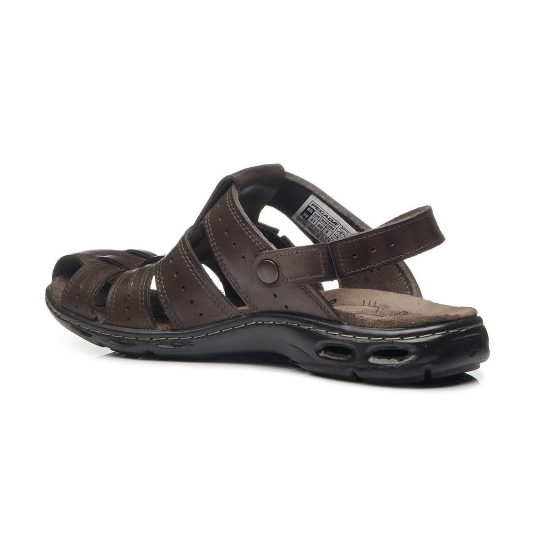 Sandália Pegada Couro Tiras Duplas 2 Em 1 130687 Marrom Escuro 4