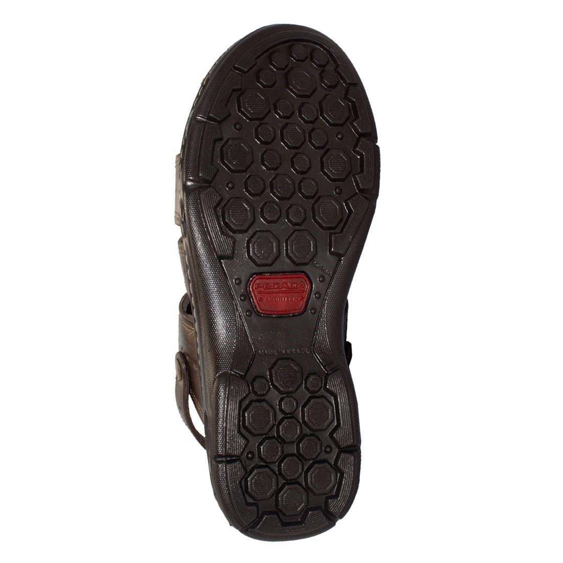 Sandália Pegada Couro Tiras Duplas 2 Em 1 130687 Marrom Escuro 5