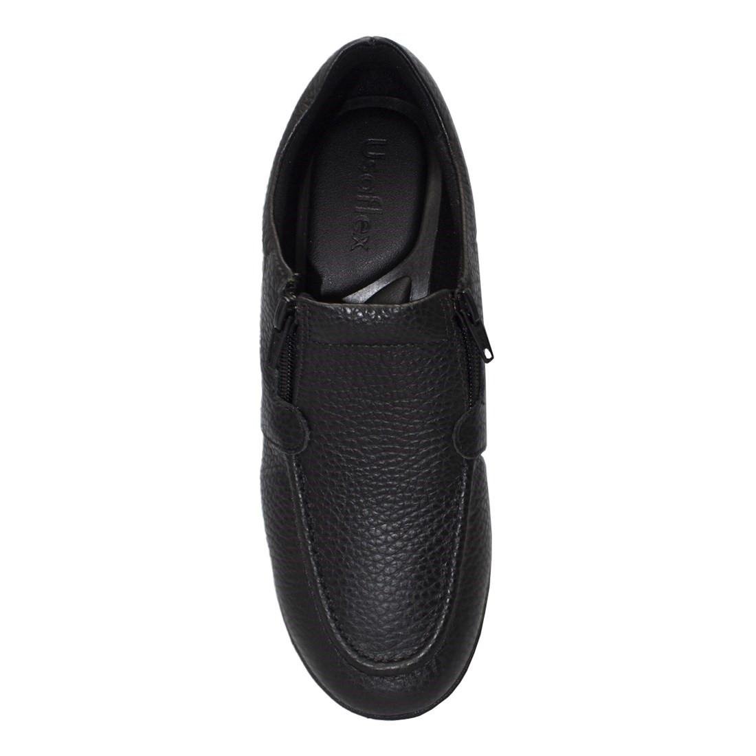 Mocassim Usaflex Feminino Salto Anabela Couro Com Ziper 6262PL Preto 3