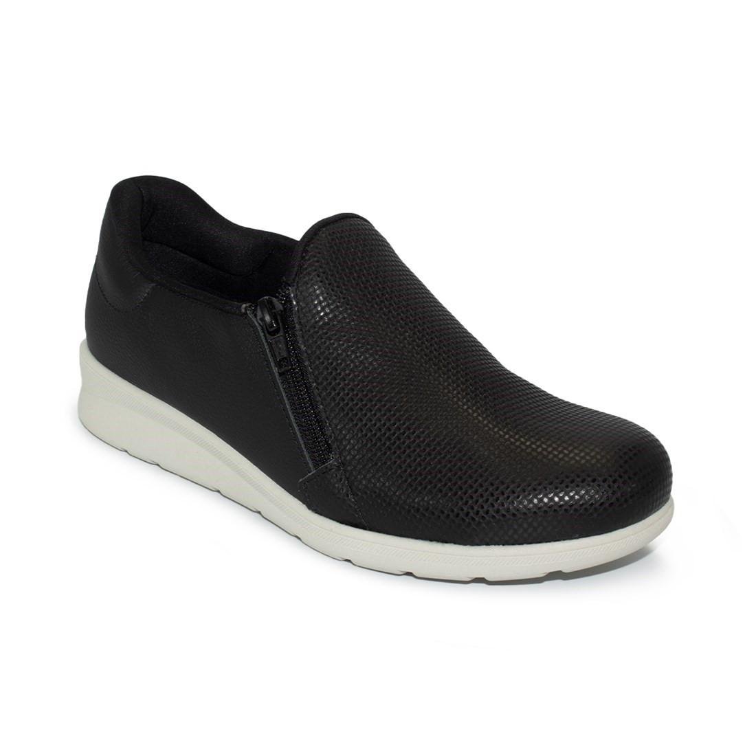 Tênis Usaflex Em Couro Slip On Zíper MM1801 Preto 2