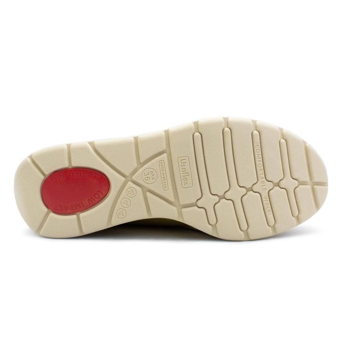 Tênis Usaflex Em Couro Slip On Zíper MM1801 Dourado 5