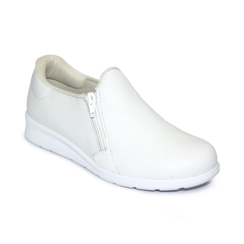 Tênis Usaflex Em Couro Slip On Zíper MM1801 Branco 2