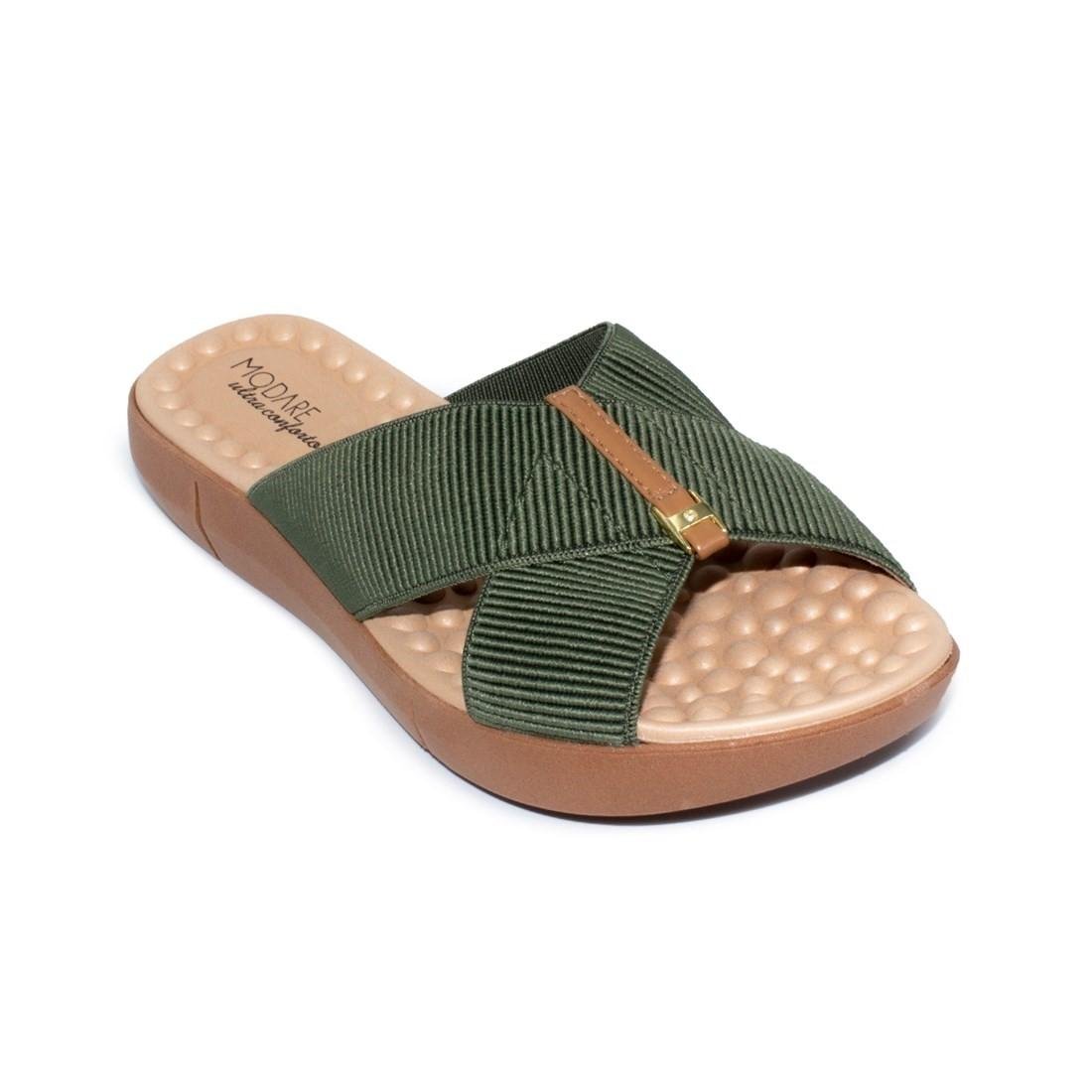 Tamanco Modare Feminino Elástico Canelado/Napa Sense Flex 7142.101 Verde 2