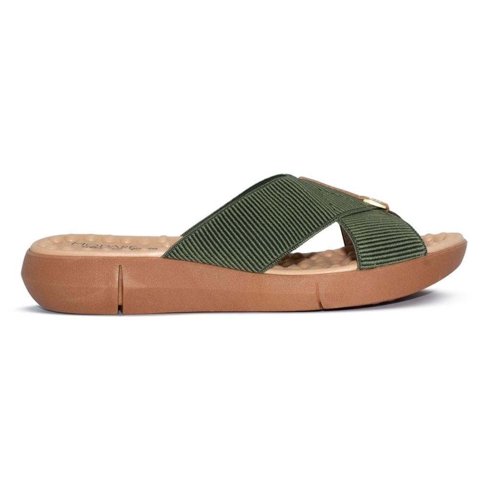 Tamanco Modare Feminino Elástico Canelado/Napa Sense Flex 7142.101 Verde 1