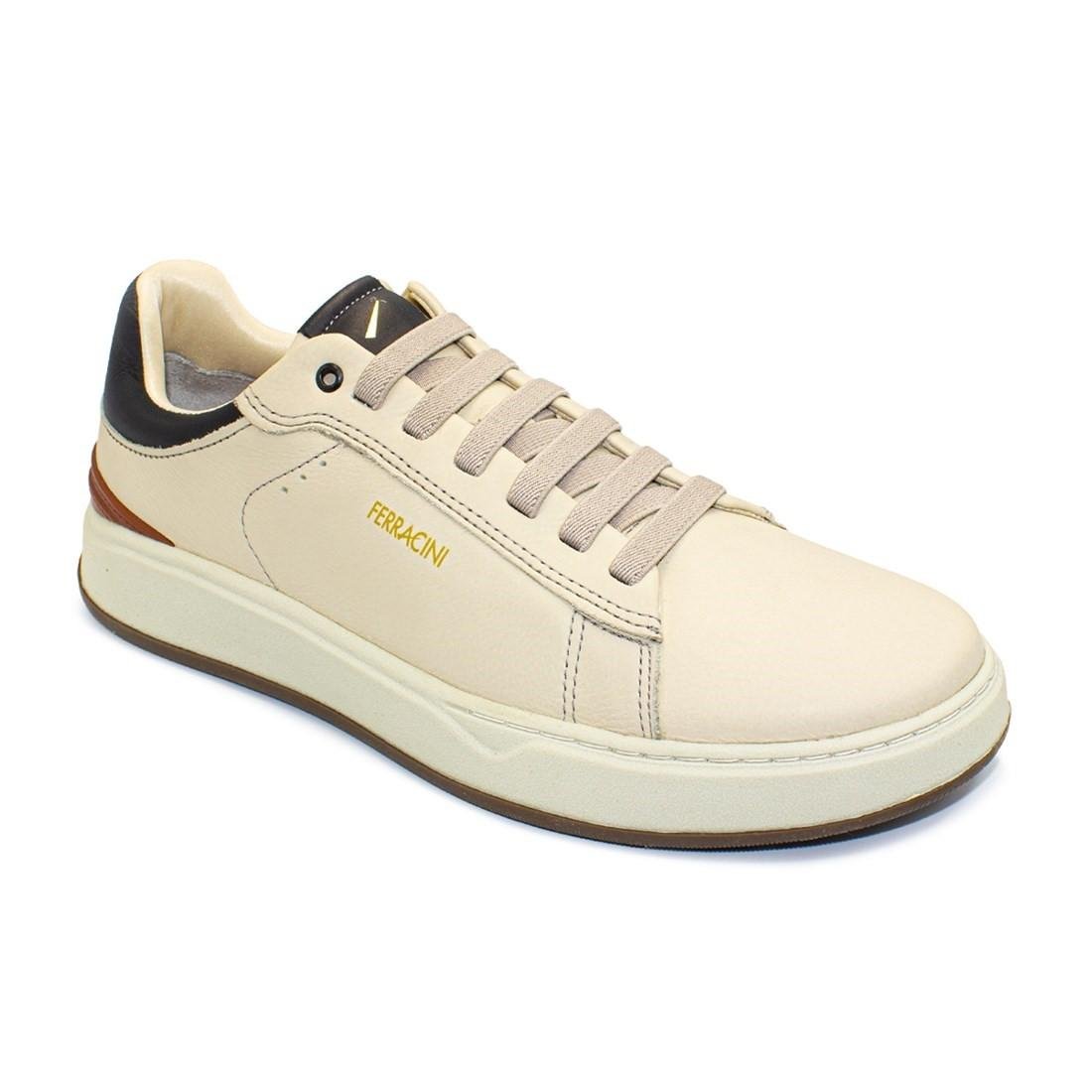 Sapatênis de Couro Ferracini Masculino Dixon 7106-617 Bege 2