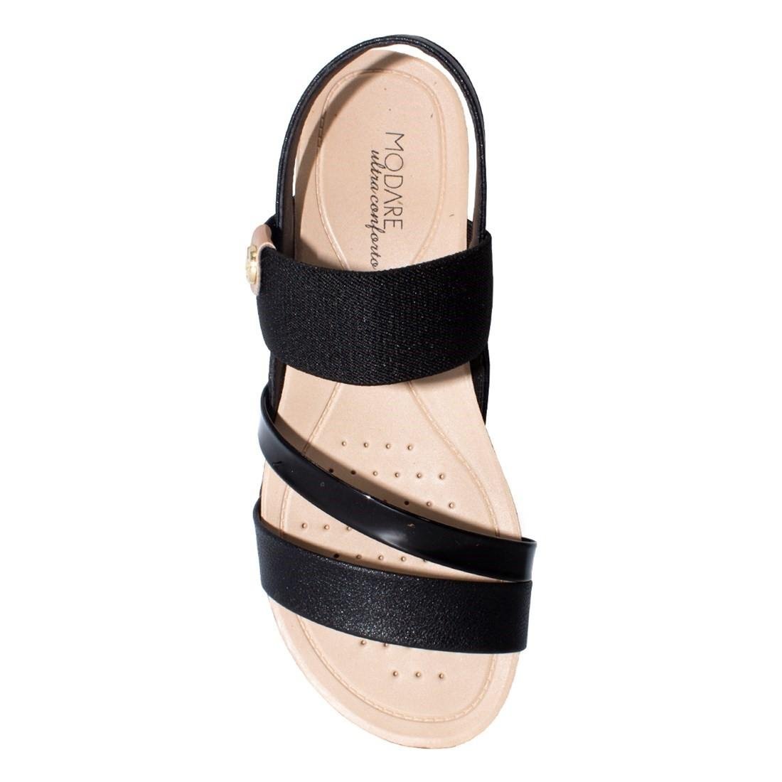 Sandália Modare Feminina Ultraconforto Elást/Np Fl/Np S Flex 7125.233 Preto 3