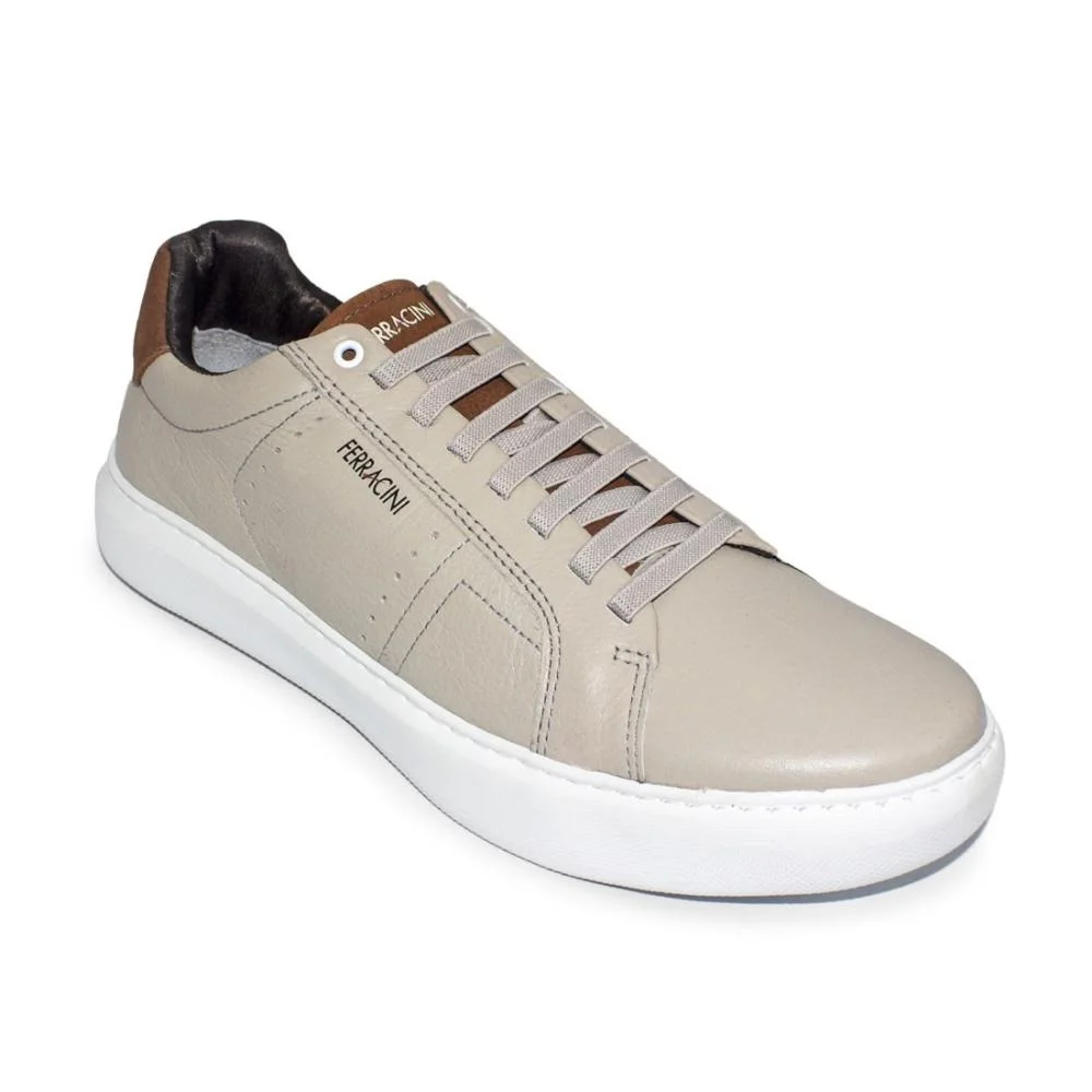 Sapatênis de Couro Ferracini Masculino Marvin 7316-683 Bege