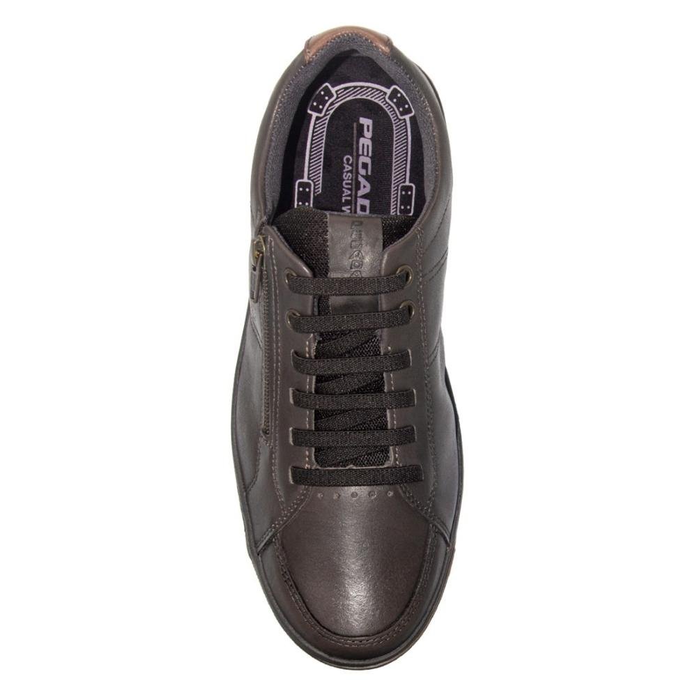Sapatênis Pegada Masculino Stretch Couro Zíper 119313 Marrom 3