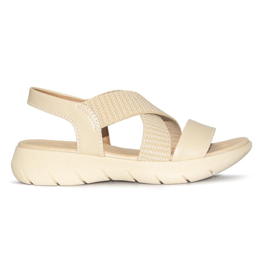 Sandália Usaflex Feminina Plataforma Couro Tiras Elásticas Casual AL1403
