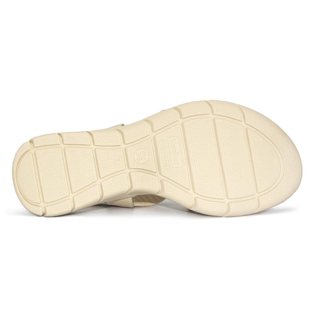 Sandália Usaflex Feminina Plataforma Couro Tiras Elásticas Casual AL1403 Bege 5