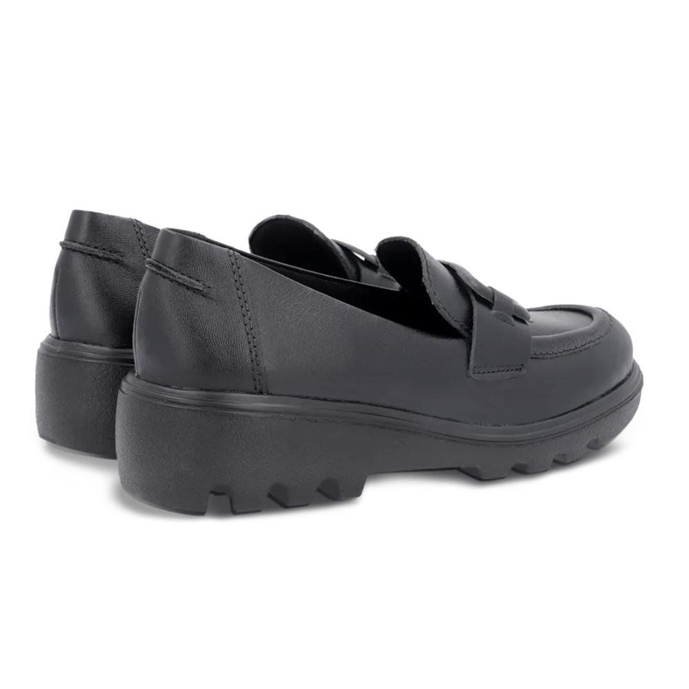 Loafer Usaflex Feminino Em Couro Salto Bloco Fivela Casual AL1503 Preto 4