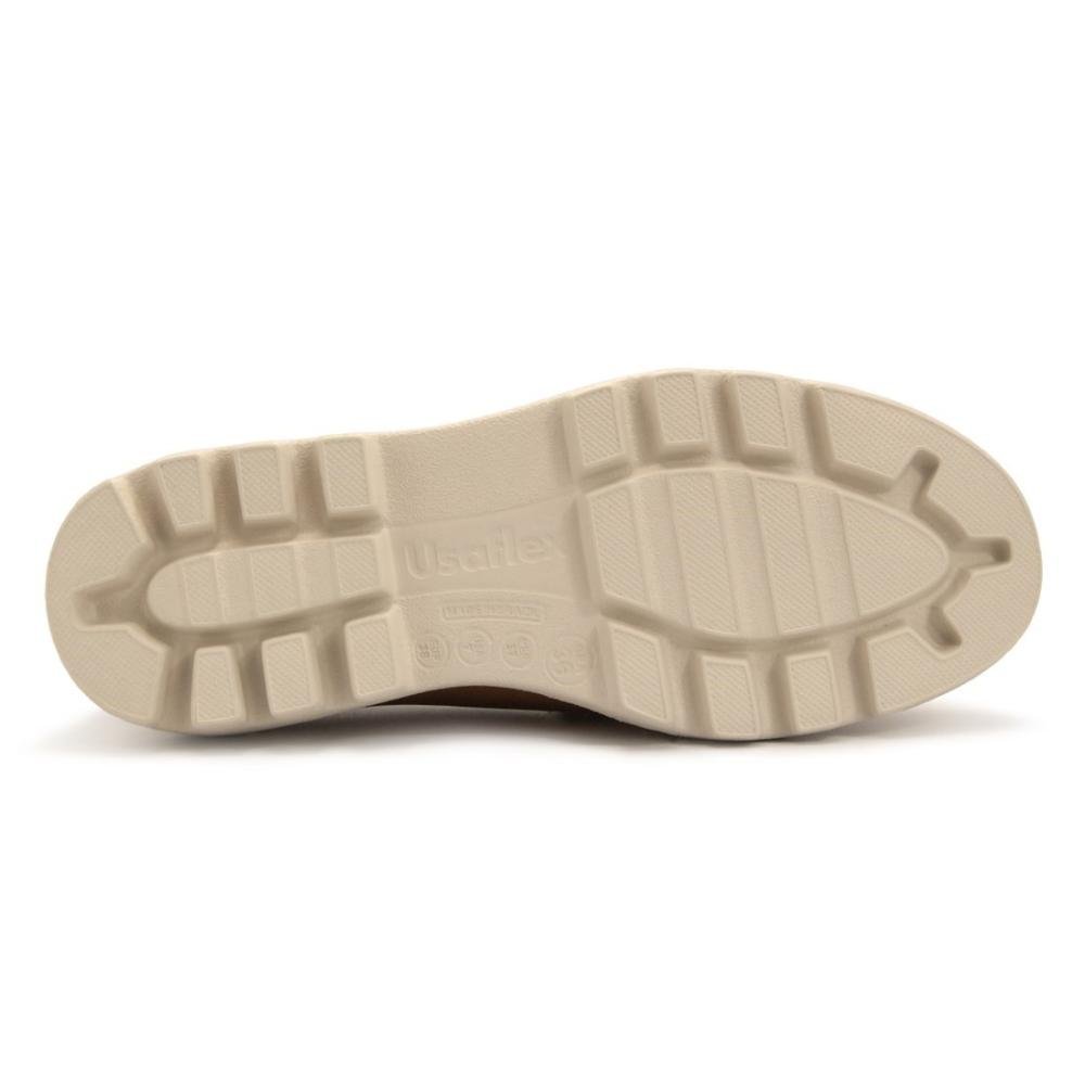 Loafer Usaflex Feminino Em Couro Salto Bloco Laser Casual AL1502 Marrom 5