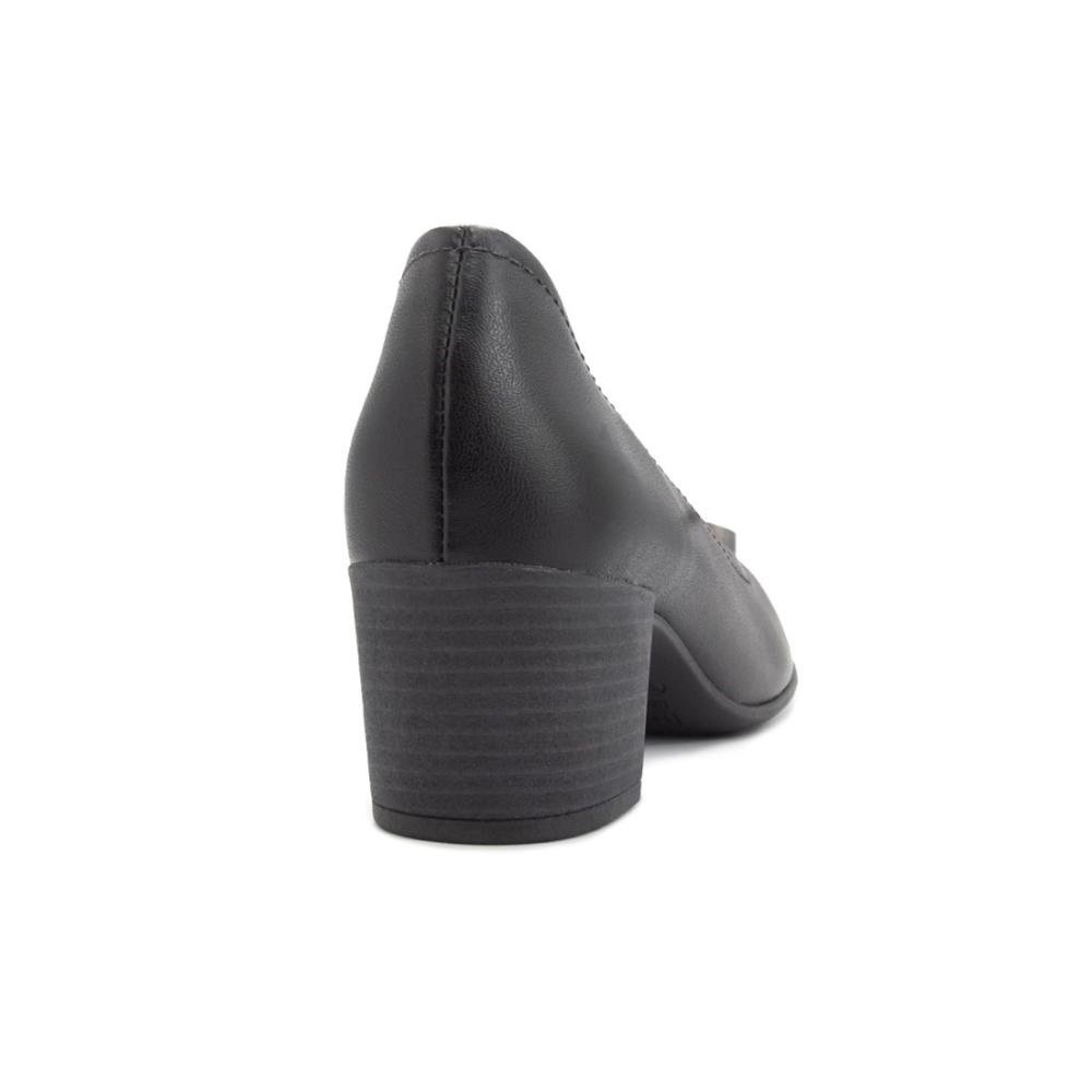 Scarpin Usaflex Feminino Em Couro Salto Bloco Monograma Casual AF1209 Preto 4