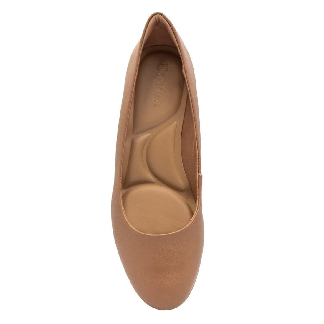 Scarpin Usaflex Feminino Couro Salto Anabela Casual AA3811 Marrom 3