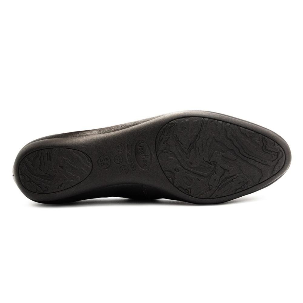 Sapatilha Usaflex Feminina Em Couro Monograma Casual T7566 Preto 5