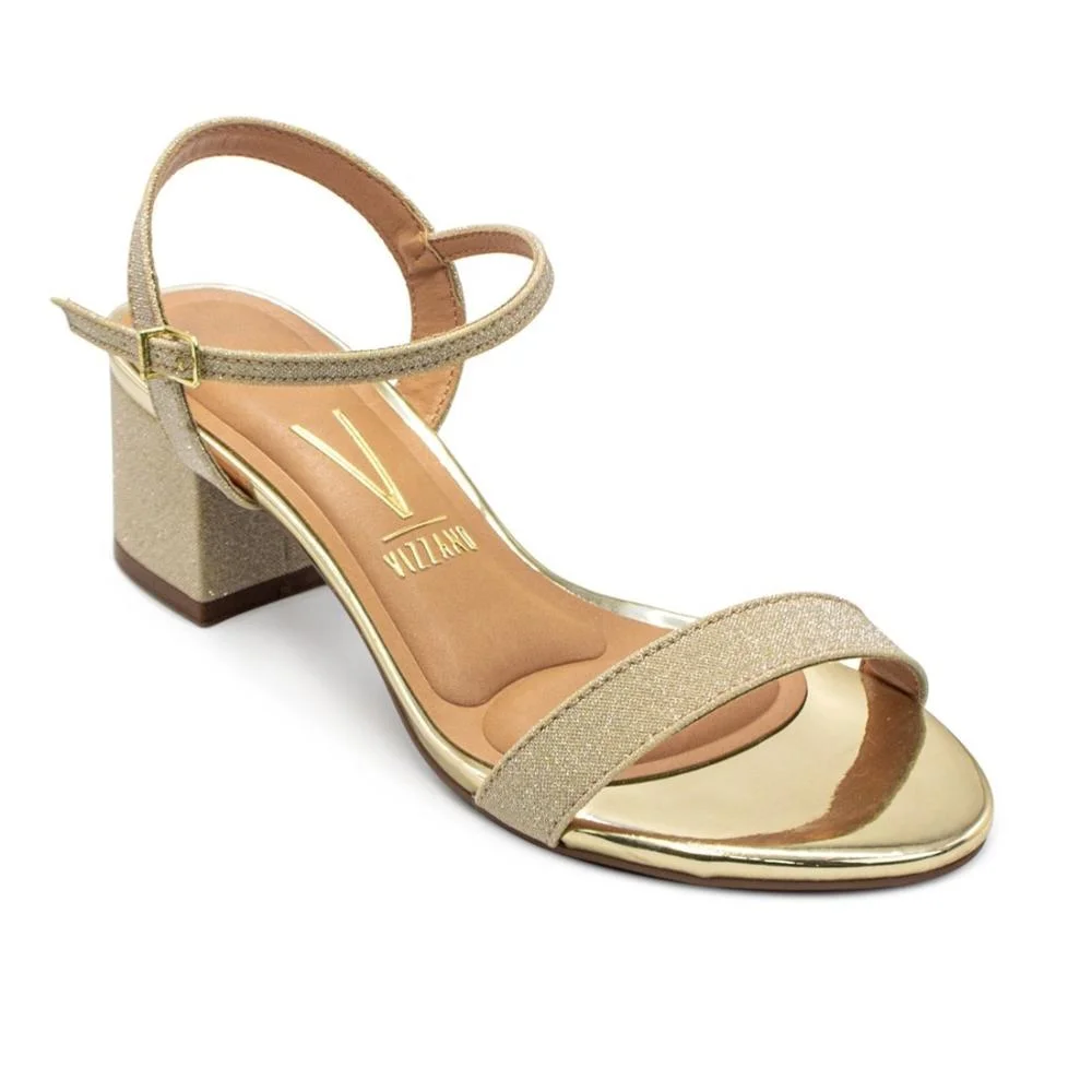 Sandália Vizzano Feminina Pelica Salto Bloco Metalizada Casual 6291.900 Dourado 2