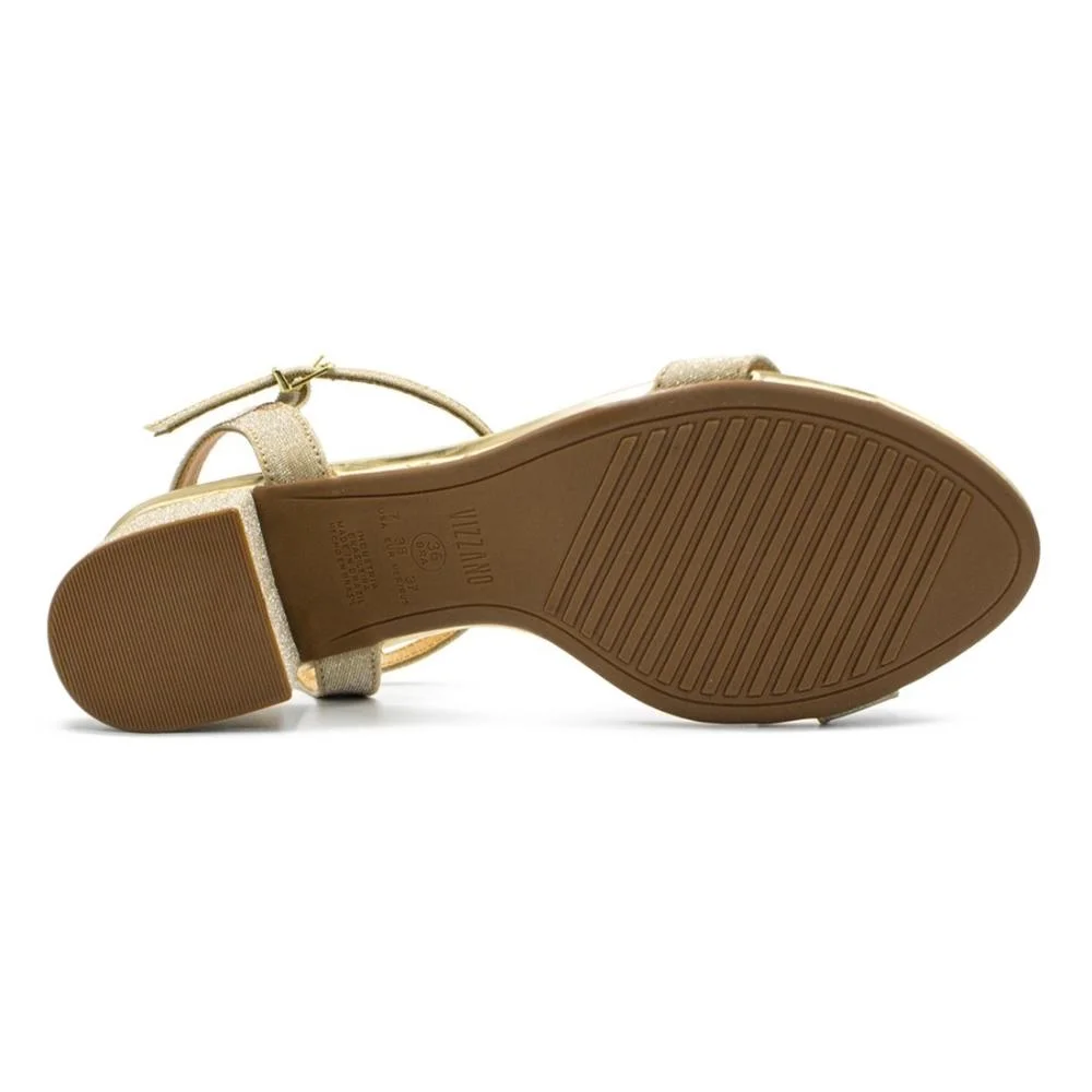 Sandália Vizzano Feminina Pelica Salto Bloco Metalizada Casual 6291.900 Dourado 5