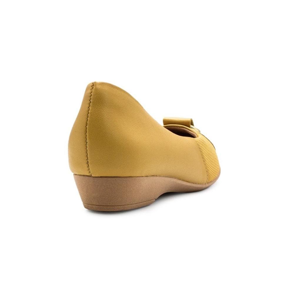 Sapatilha Usaflex Feminina Couro Bico Quadrado Joanetes Casual MM1604 Amarelo 4