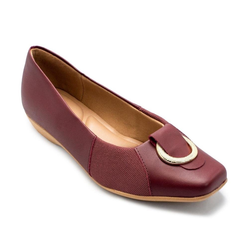 Sapatilha Usaflex Feminina Couro Bico Quadrado Joanetes Casual