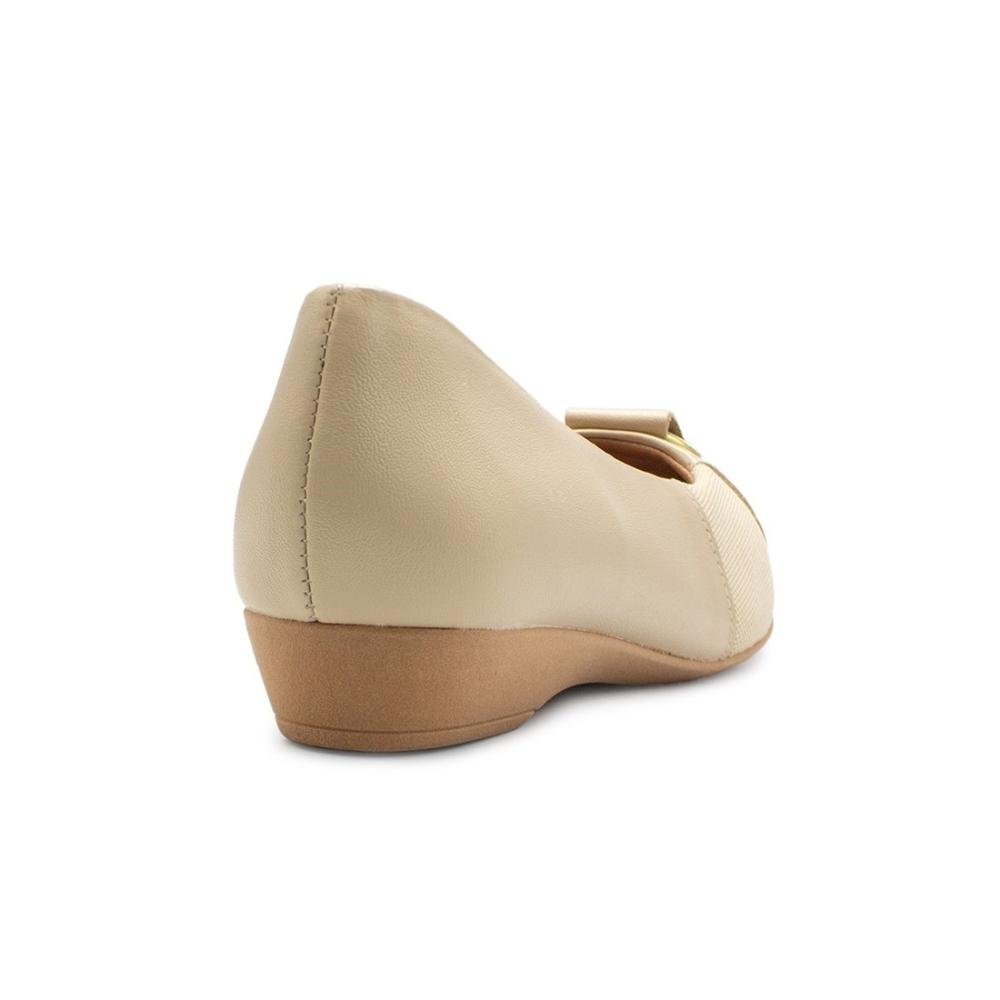 Sapatilha Usaflex Feminina Couro Bico Quadrado Joanetes Casual MM1604 Bege 4