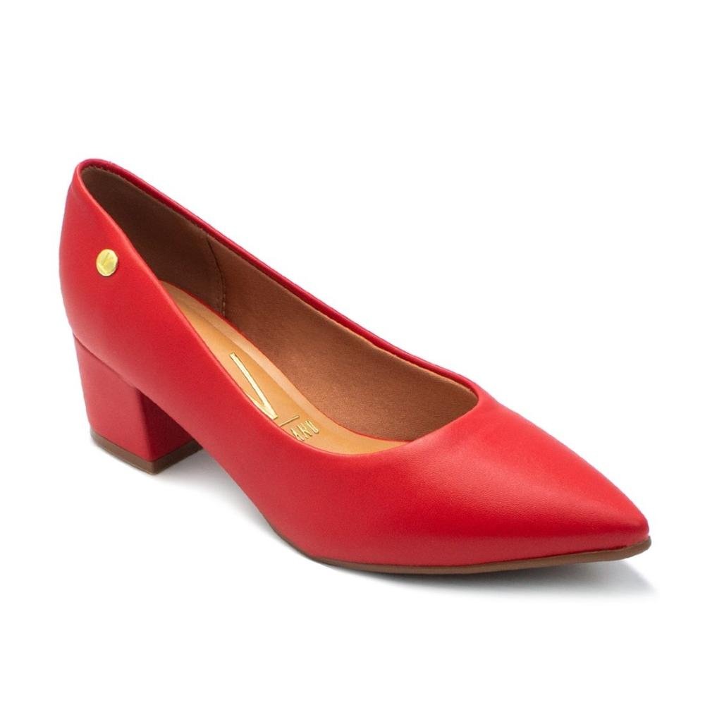Scarpin Vizzano Feminino Salto Bloco Bico Fino 1220.315 Vermelho 2
