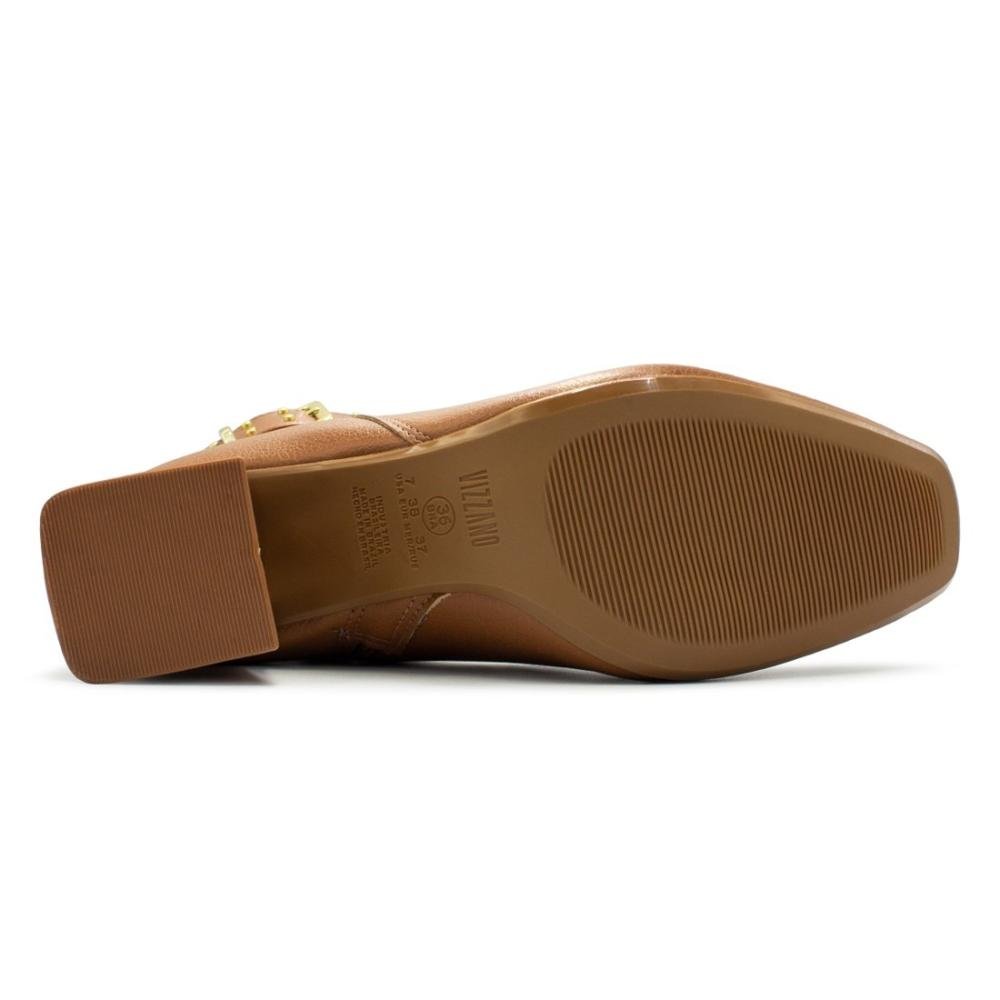 Bota Vizzano Feminina Salto Bloco Napa Zurique Zíper e Fivela 3098.103 Bege 4