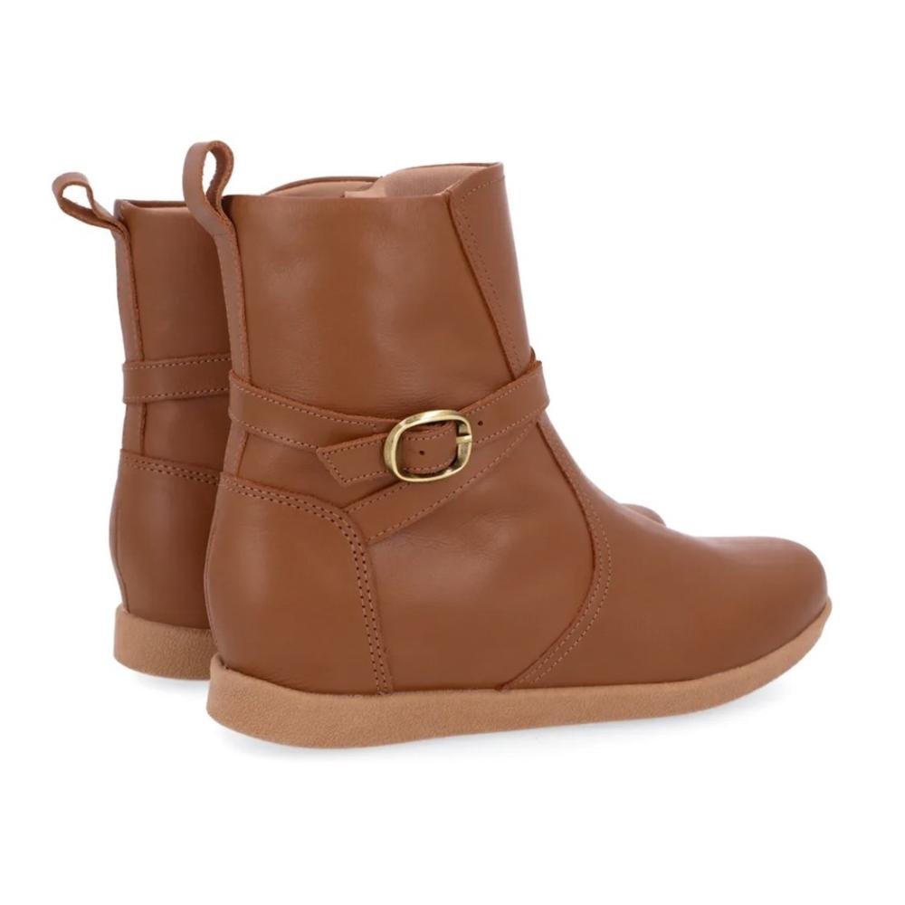 Bota Usaflex Feminina Em Couro Salto Embutido e Fivela AL2803 Bege 4