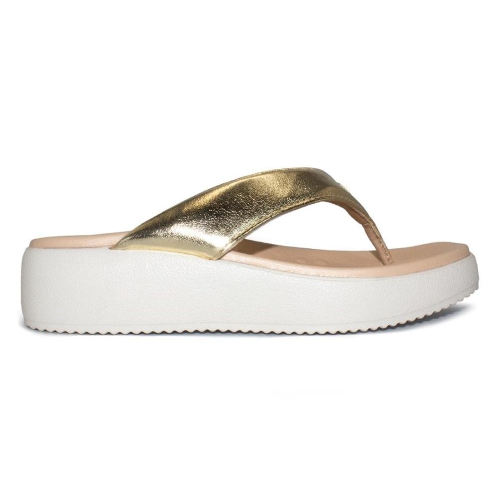 Tamanco Modare Feminino Metalizado Conforto Salto Anabela 7189.101 Dourado 1