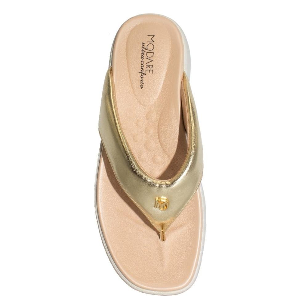 Tamanco Modare Feminino Metalizado Conforto Salto Anabela 7189.101 Dourado 3