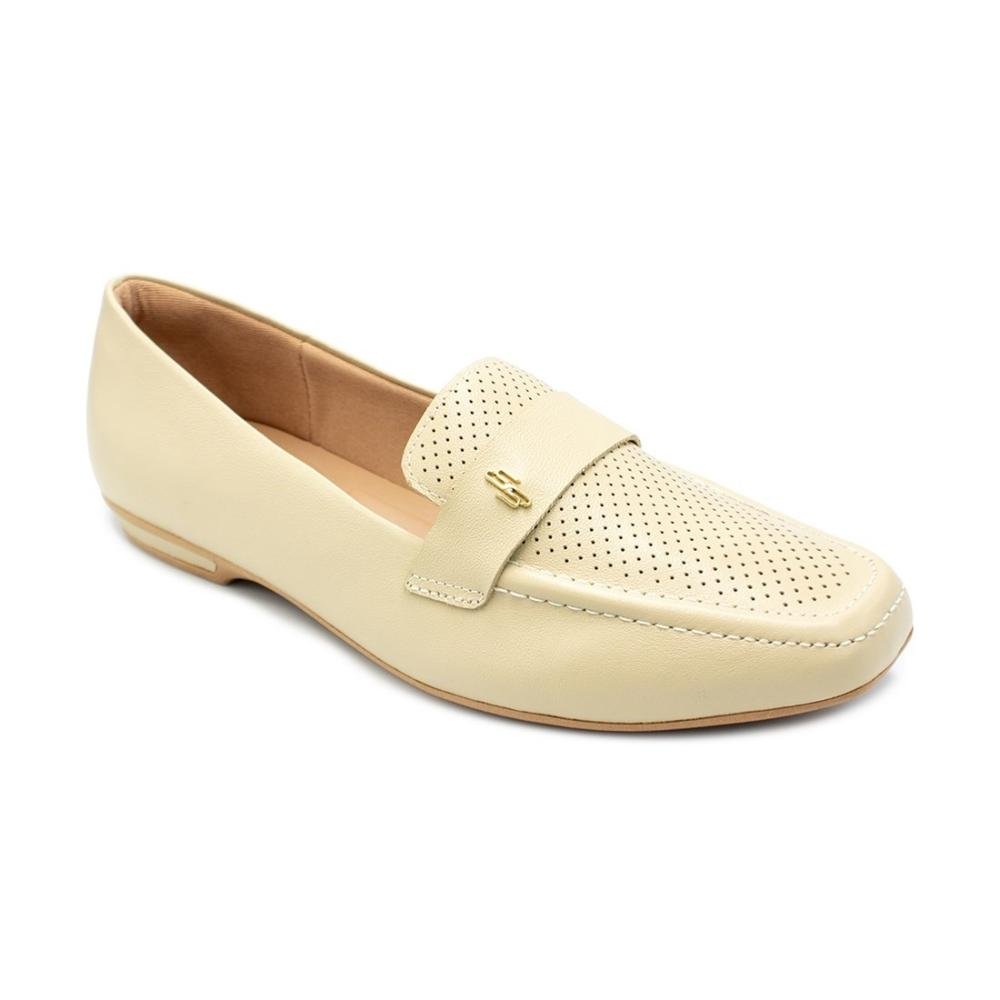Loafer Usaflex Feminino Couro Salto Bloco Couro Casual UC0501 Bege 2